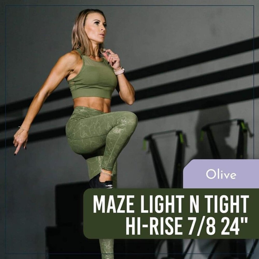 Zyia active olive maze light n tight hi rise 7/8 24" legging